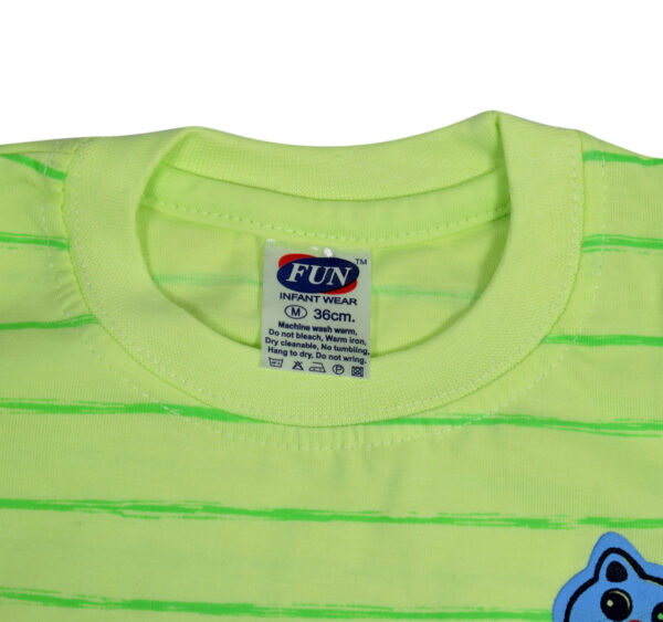 Fun Full Sleeve Cotton T-shirt (Lining Pattern) - Green-18202