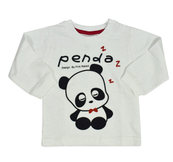 Pink Rabbit Full Sleeve Cotton T-shirt (Penda Print) - White-0