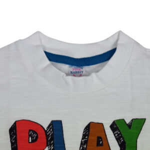 Pink Rabbit Full Sleeve Cotton T-shirt (Play All Day) - White-18248
