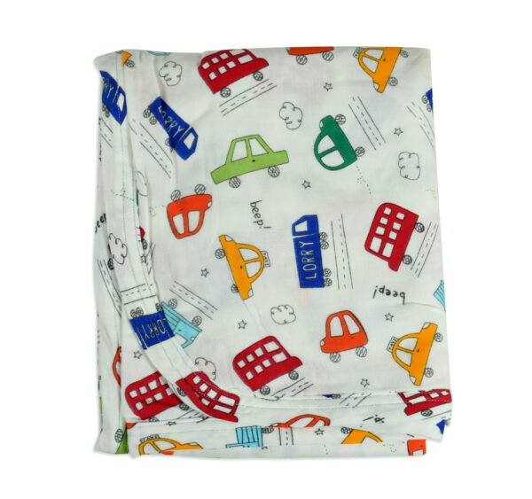 Baby Soft Wrapping Sheet for Swaddling (M) - Car Print-0