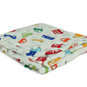 Baby Soft Wrapping Sheet for Swaddling (M) - Car Print-18371