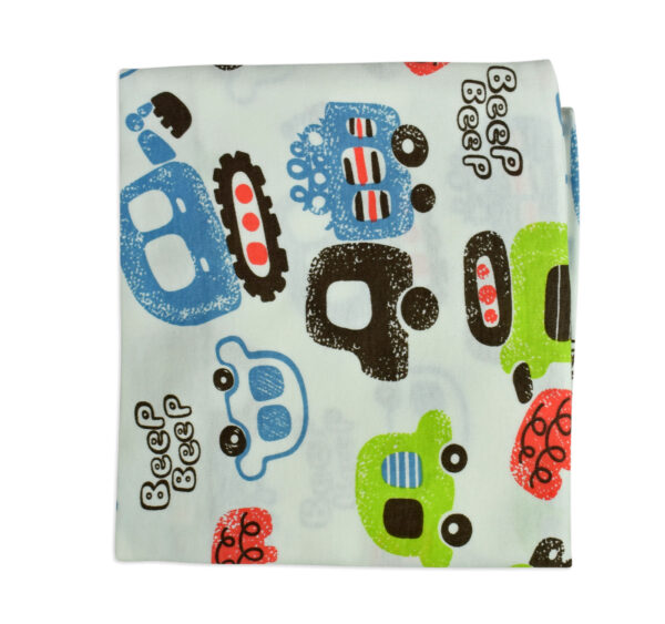 Baby Soft Cotton Wrapping Sheet for Swaddling - Car Print-0