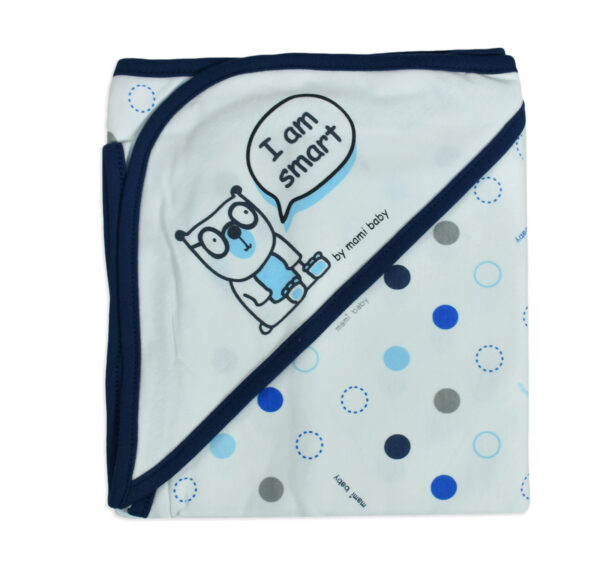 Hooded Baby Wrapping Sheet - White/Blue-0