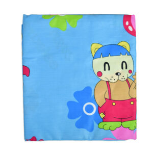 Single Bed Size Cotton Top Sheet for Kids, Cartoon Print - Sky Blue-0