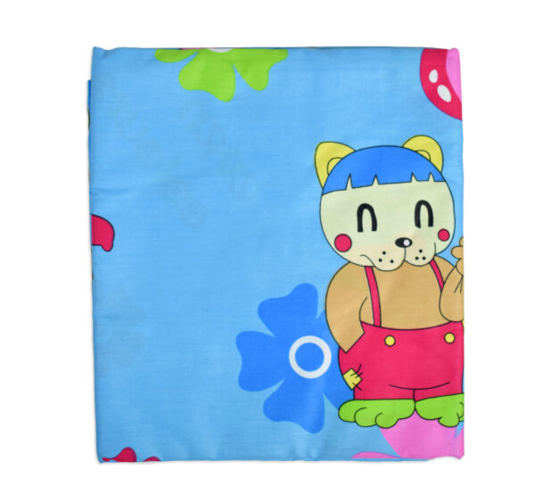 Single Bed Size Cotton Top Sheet for Kids, Cartoon Print - Sky Blue-0