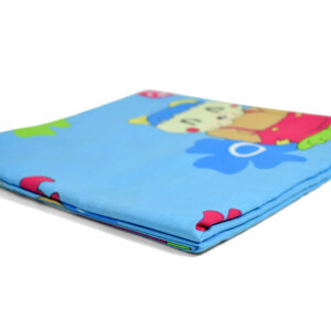 Single Bed Size Cotton Top Sheet for Kids, Cartoon Print - Sky Blue-18427