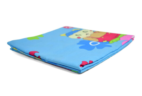 Single Bed Size Cotton Top Sheet for Kids, Cartoon Print - Sky Blue-18427