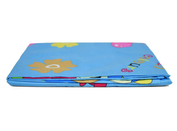 Single Bed Size Cotton Top Sheet for Kids, Cartoon Print - Sky Blue-18426