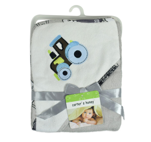 Baby Hooded Towel (Rode Roller) - Grey/White-0