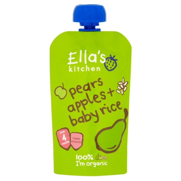 Ella's Kitchen Organic Pears Apple & Baby Rice (4M+) - 120 gm-0