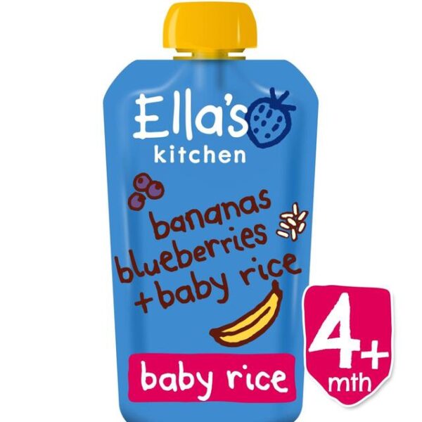 Ella's Kitchen Bananas, Blueberries & Baby Rice (4M+) 120g-0