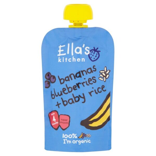 Ella's Kitchen Bananas, Blueberries & Baby Rice (4M+) 120g-19474