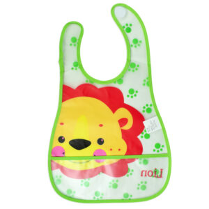 Baby Non-Spill Plastic Bib (Lion Print) - Green/Red-18991