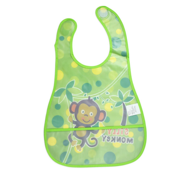 Baby Non-Spill Plastic Bib (Monkey Print) - Green-18987