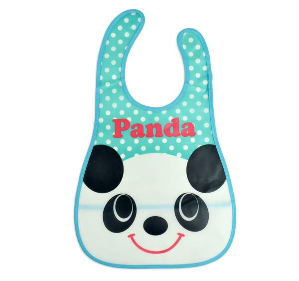 Baby Non-Spill Plastic Bib (Bear Print) - Aqua-0