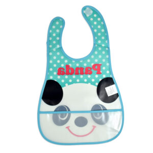 Baby Non-Spill Plastic Bib (Bear Print) - Aqua-18978