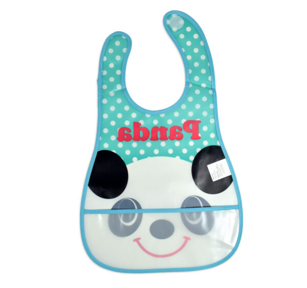 Baby Non-Spill Plastic Bib (Bear Print) - Aqua-18978