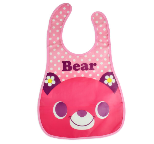 Baby Non-Spill Plastic Bib (Bear Print) - Pink-0