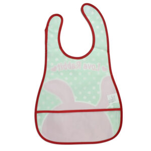 Baby Non-Spill Plastic Bib (Rabbit Print) - Green/Red-18984