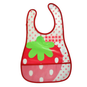 Baby Non-Spill Plastic Bib (Strawberry Print) - White/Red-18949