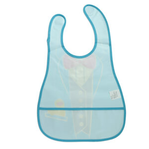 Baby Non-Spill Plastic Bib (Waistcoat Print) - Blue-18958