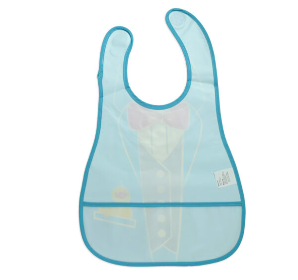 Baby Non-Spill Plastic Bib (Waistcoat Print) - Blue-18958