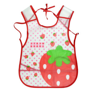 Non-Spill Plastic Bib For Infants (Strawberry Print) - Red-0