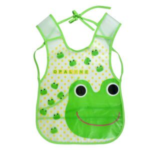 Non-Spill Plastic Bib For Infants (Frog Print) - Green-0