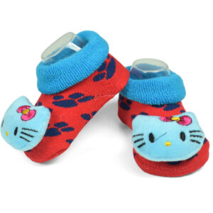 Babys World Socks Shoes With Kitty Face Motif - Blue/Red-19154