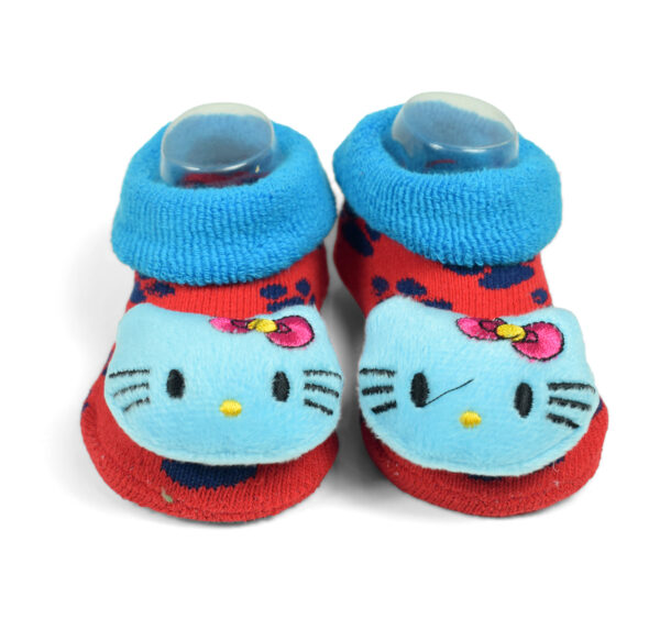 Babys World Socks Shoes With Kitty Face Motif - Blue/Red-19153