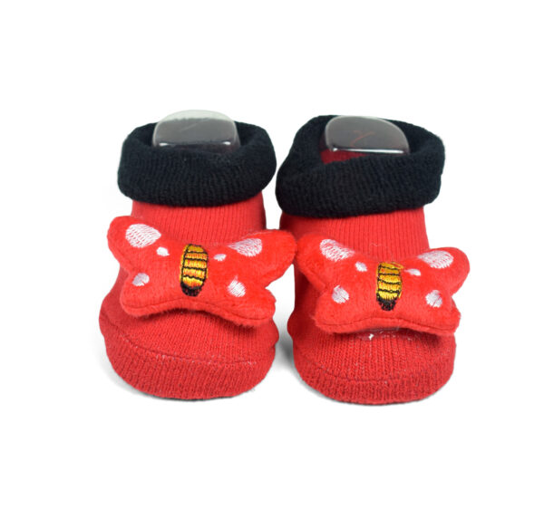 Babys World Socks Shoes With Butterfly Motif - Red-19160