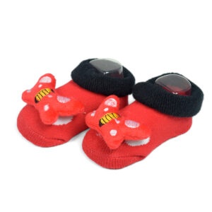 Babys World Socks Shoes With Butterfly Motif - Red-0