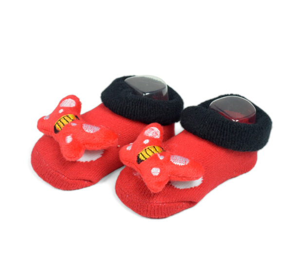 Babys World Socks Shoes With Butterfly Motif - Red-0