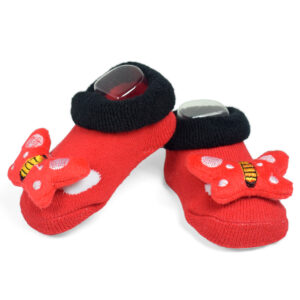 Babys World Socks Shoes With Butterfly Motif - Red-19162