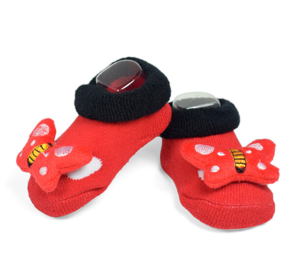 Babys World Socks Shoes With Butterfly Motif - Red-19162