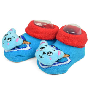 Babys World Socks Shoes With Motif - Sky Blue-0