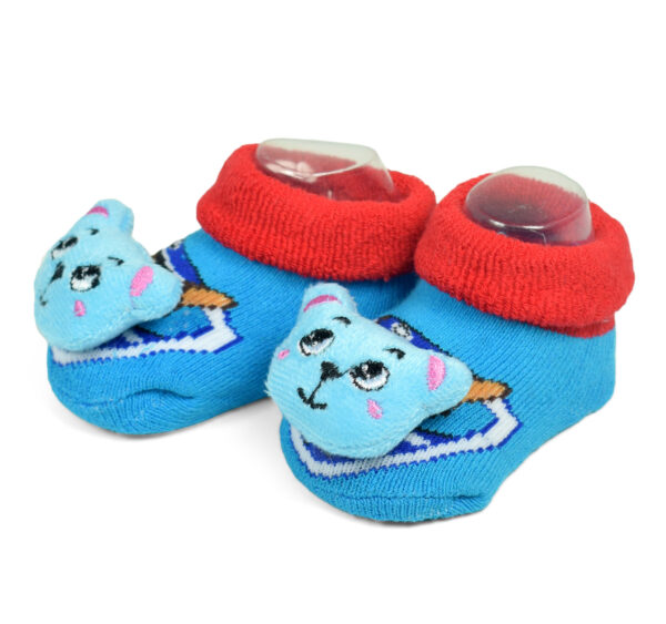 Babys World Socks Shoes With Motif - Sky Blue-0