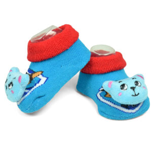 Babys World Socks Shoes With Motif - Sky Blue-19172