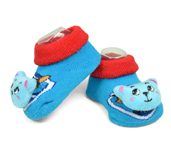 Babys World Socks Shoes With Motif - Sky Blue-19172