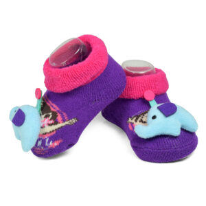 Babys World Socks Shoes With Motif - Voilet-19186