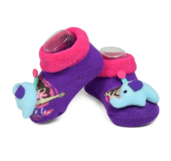 Babys World Socks Shoes With Motif - Voilet-19186