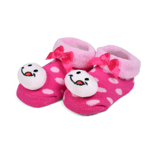 Babys World Socks Shoes With Smiley Motif - Pink-0