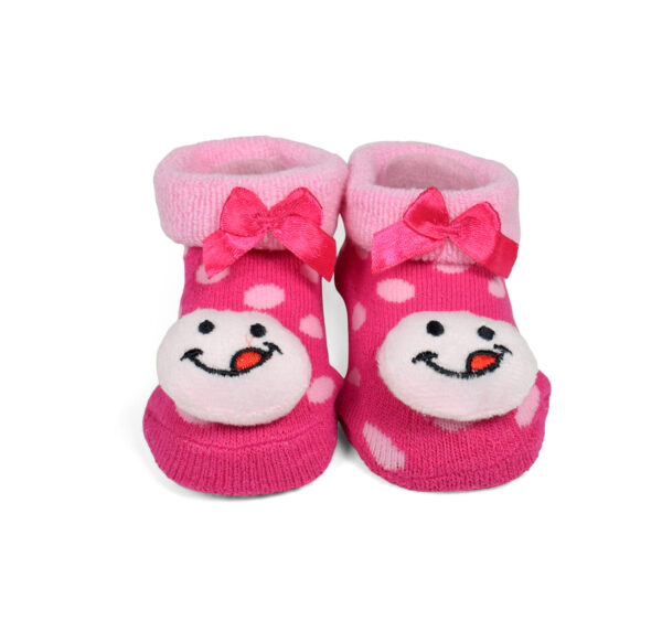 Babys World Socks Shoes With Smiley Motif - Pink-19192