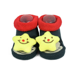 Babys World Socks Shoes With Star Motif - Black-19203