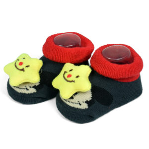 Babys World Socks Shoes With Star Motif - Black-0