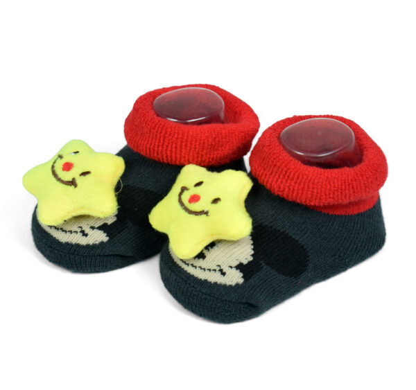 Babys World Socks Shoes With Star Motif - Black-0