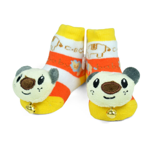 Babys World Socks Shoes With Motif - Yellow-0