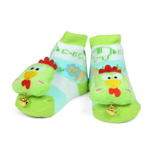 Babys World Socks Shoes With Cock Motif - Green-0