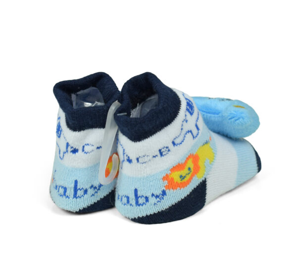 Babys World Socks Shoes With Bear Motif - Sky Blue-19233