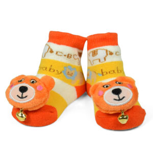 Babys World Socks Shoes With Bear Motif - Orange-0